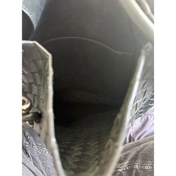 Bottega Veneta Greenish Black Leather KNOT Bucket Shoulder Bag Made in Italy - Picture 6 of 8